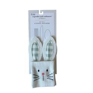 Cupcakes & Cashmere Bunny Rabbit Utensil Holders Set of 4 Easter New